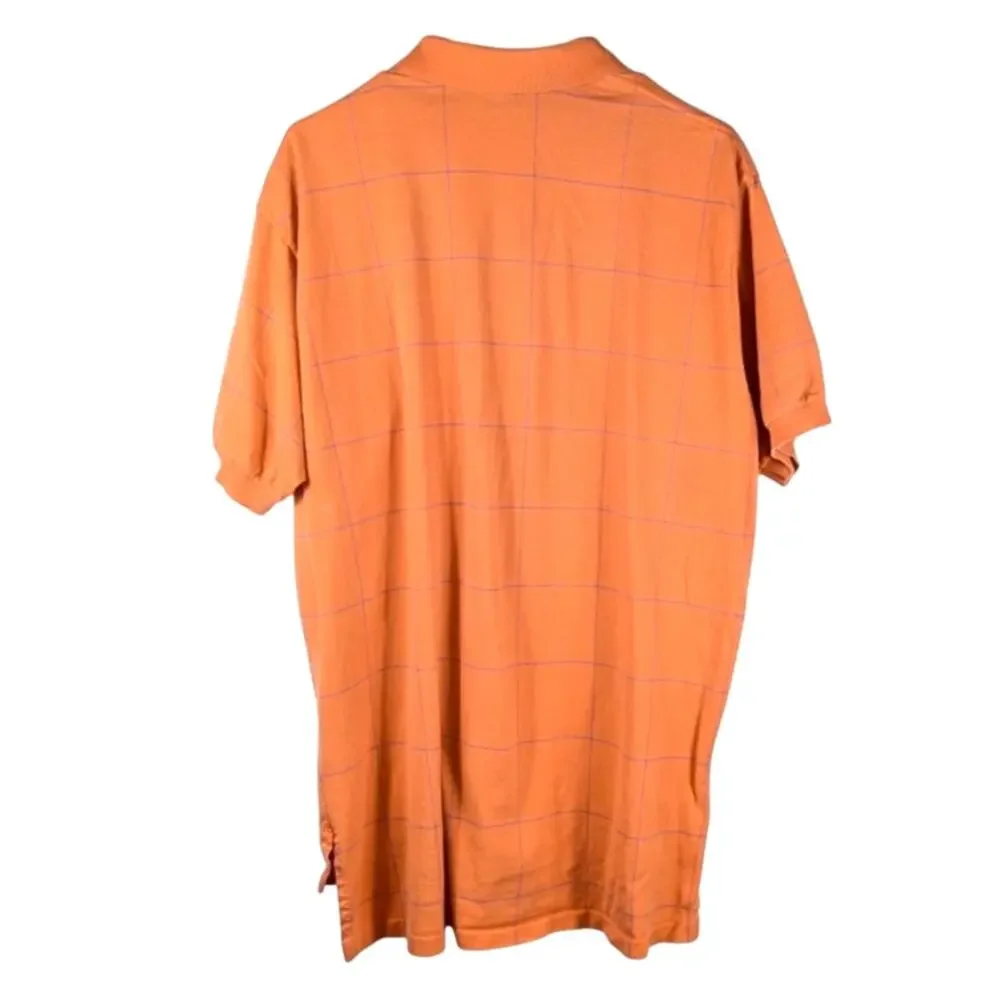 Polo Ralph Lauren Polo Shirt Mens XL Orange Grid Check Short Sleeve Cotton